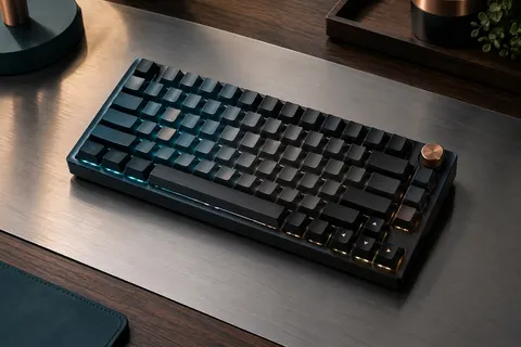 Clavier mécanique AJAZZ X85 compact au dégradé noir, avec molette métallique et éclairage RGB