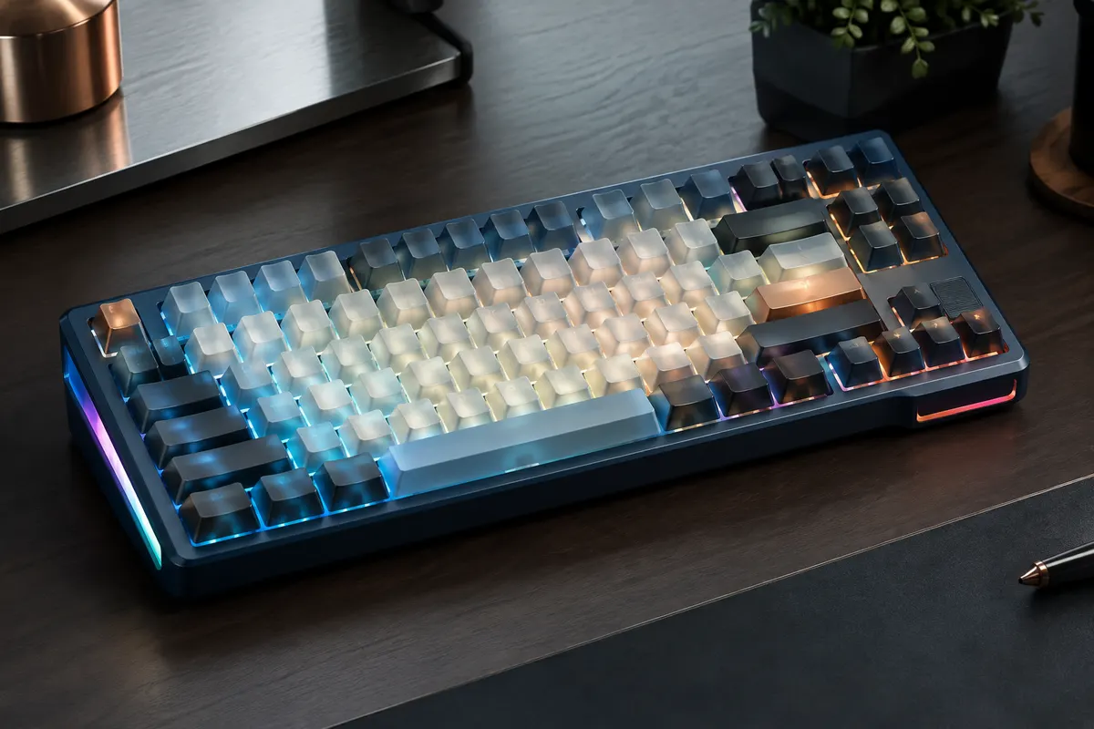 Clavier mécanique TKL de 87 touches avec touches translucides dégradées et éclairage RGB