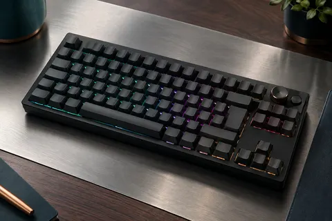 Clavier mécanique TKL noir AZERTY avec éclairage RGB, molette multimédia et switches linéaires