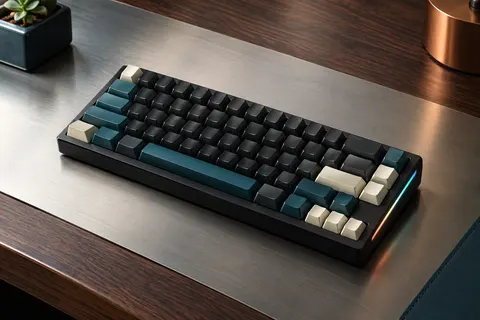 Clavier mécanique noir EPOMAKER Aula F65 au format compact, avec touches visibles et éclairage RVB latéral