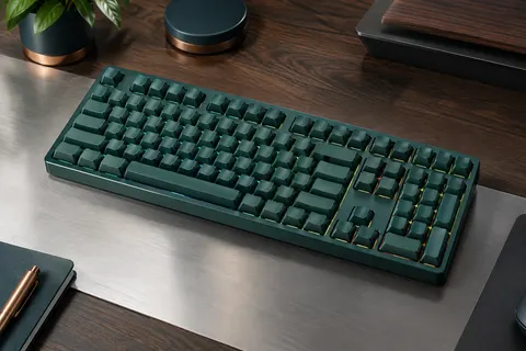 Clavier mécanique compact vert au format 96 %, avec pavé numérique intégré et rétroéclairage RVB