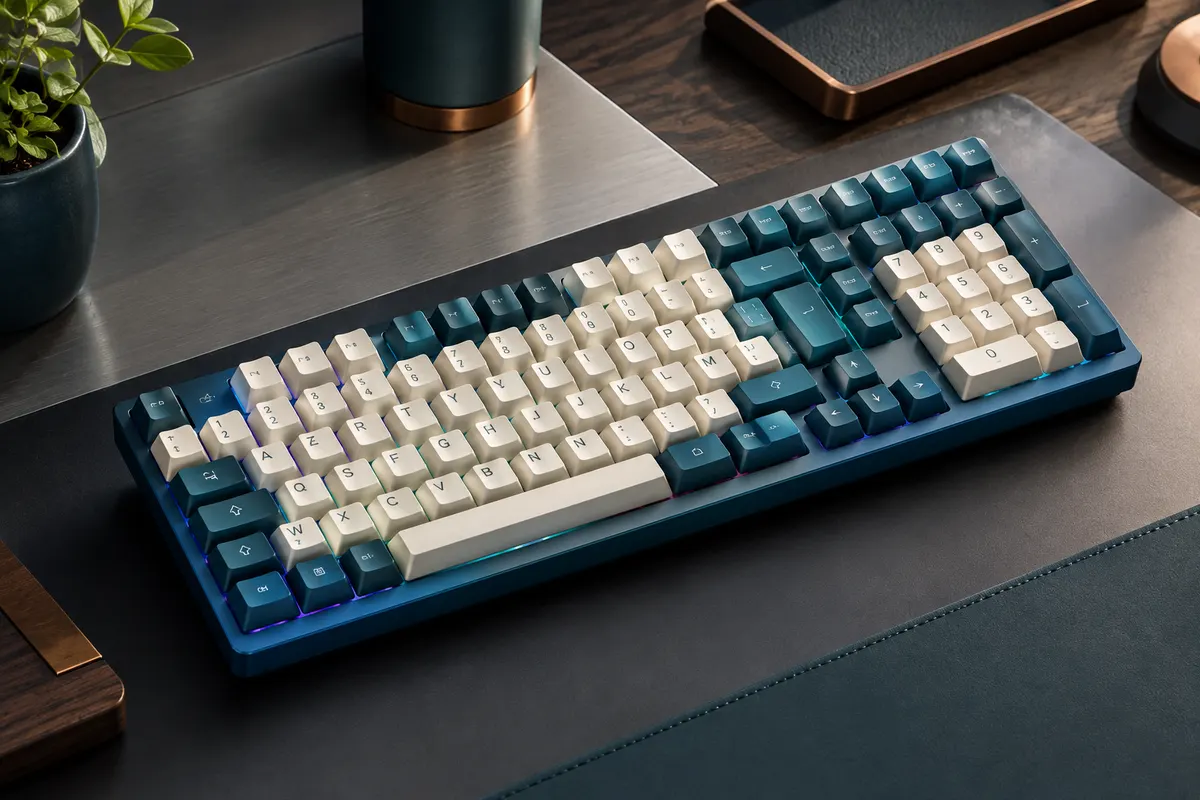 Clavier mécanique Redragon K689 bleu et blanc avec disposition AZERTY française et pavé numérique