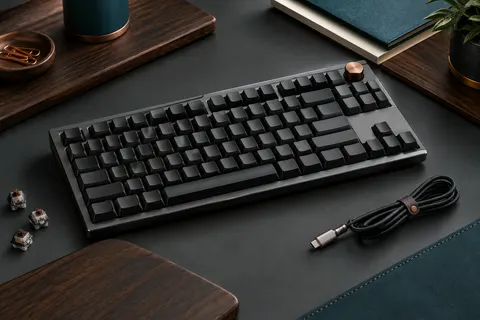 Clavier mécanique Turtle Beach Vulcan TKL noir avec plaque en aluminium, molette et éclairage RGB par touche